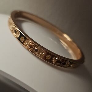 Coach Rose-Tone Women's Decorative Crystal Bangle Bracelet